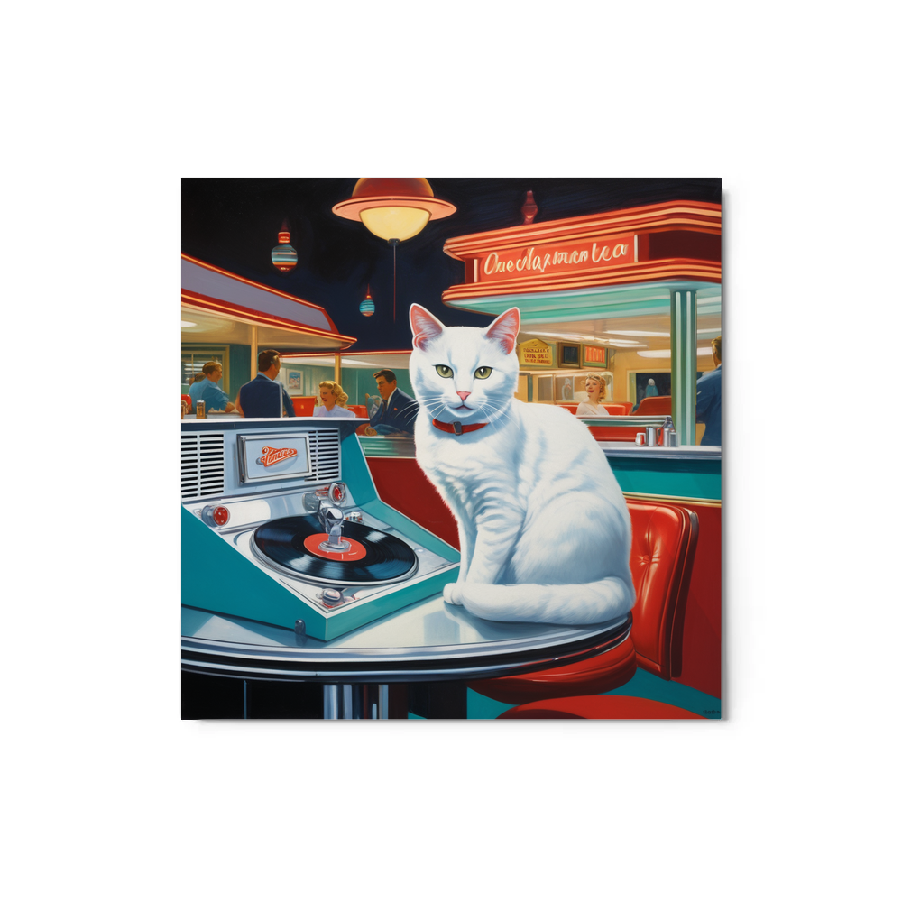 PugMug Custom White Companion Cat Metal Print