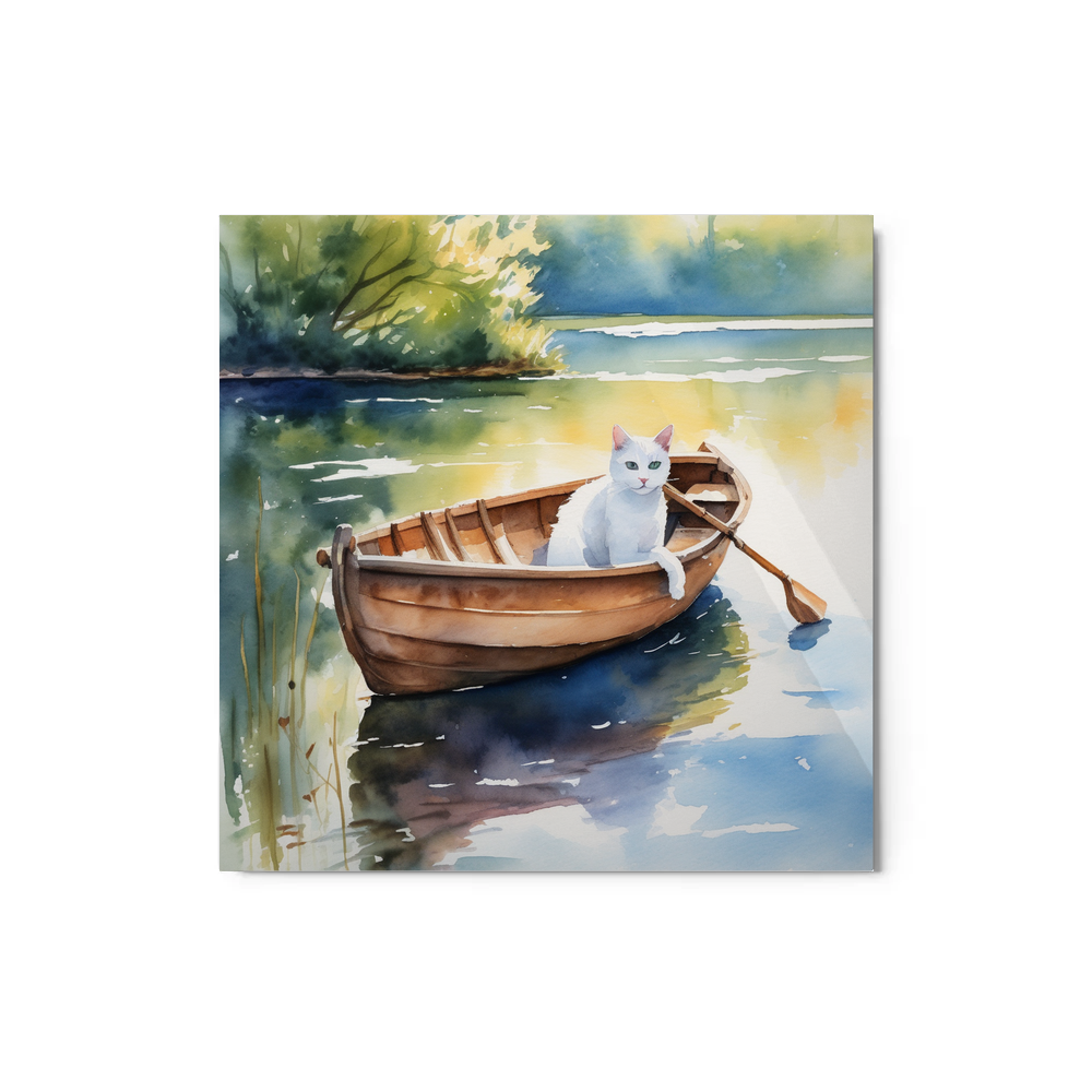 PugMug Custom White Companion Cat Metal Print