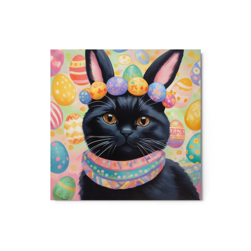 PugMug Custom Black Scottish Fold Cat Metal Print