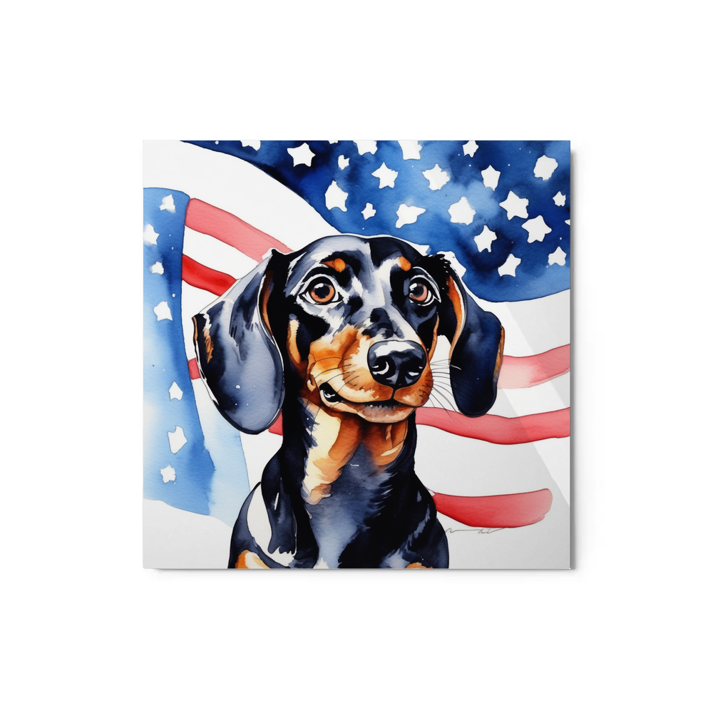 PugMug Custom Black Dachshund Metal Print