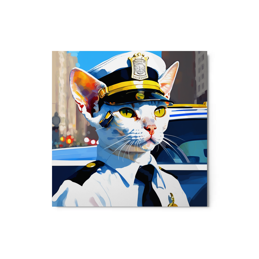 PugMug Custom White Devon Rex Cat Metal Print