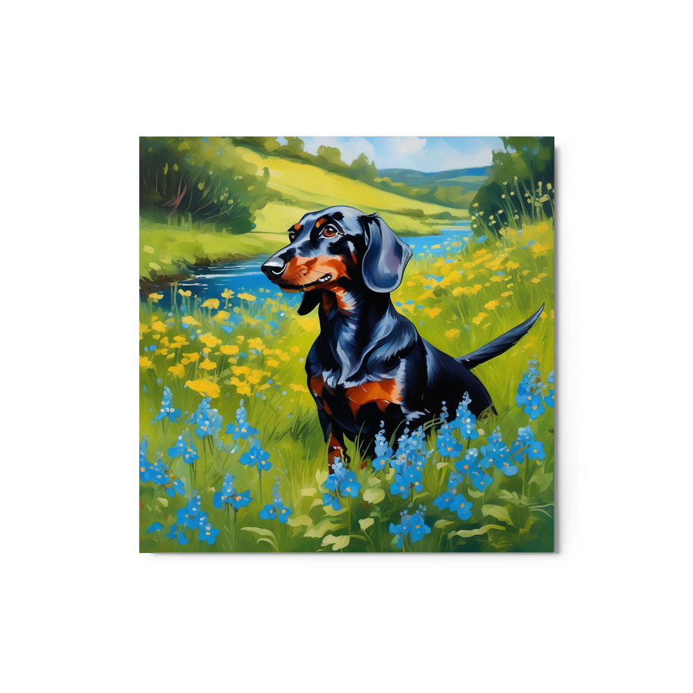 PugMug Custom Black Dachshund Metal Print