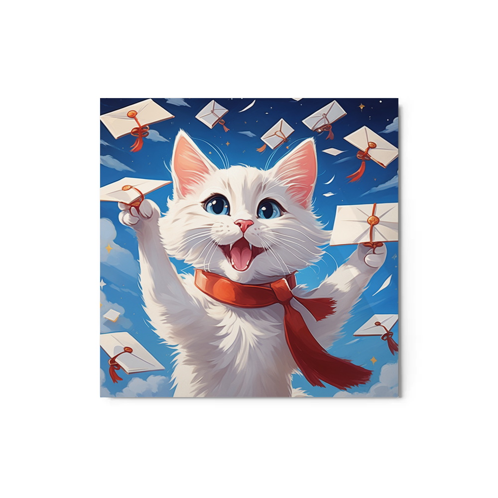 PugMug Custom White Companion Cat Metal Print