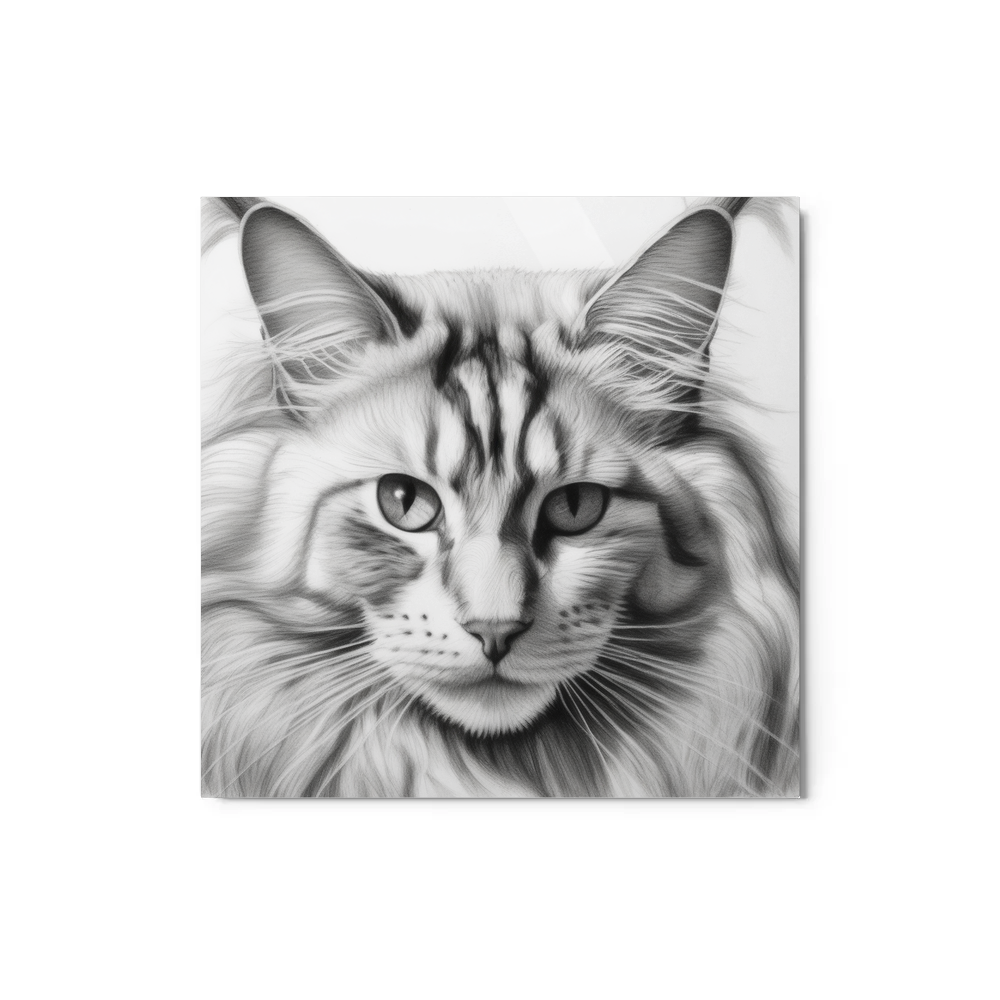 PugMug Custom White Maine Coon Cat Metal Print