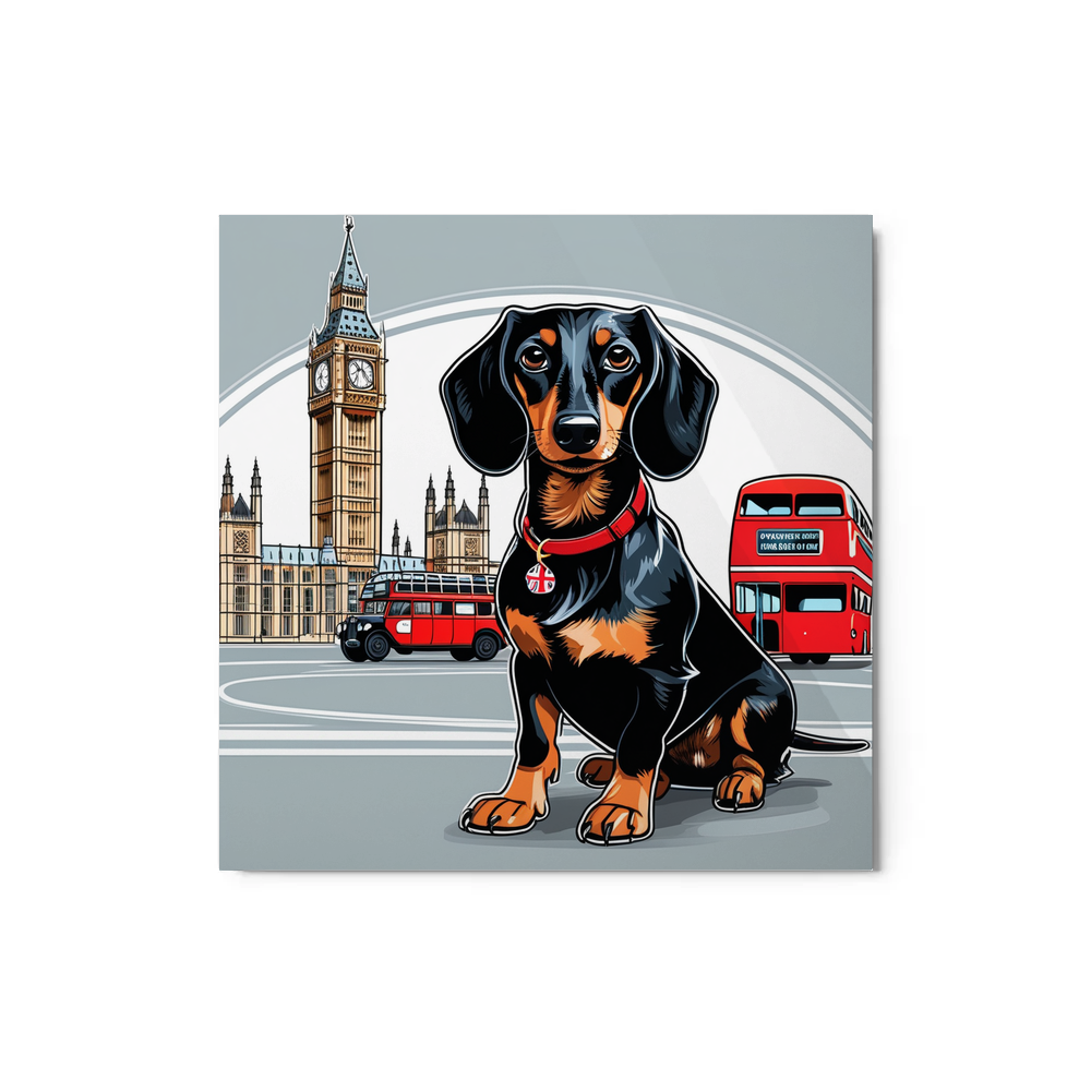 PugMug Custom Black Dachshund Metal Print