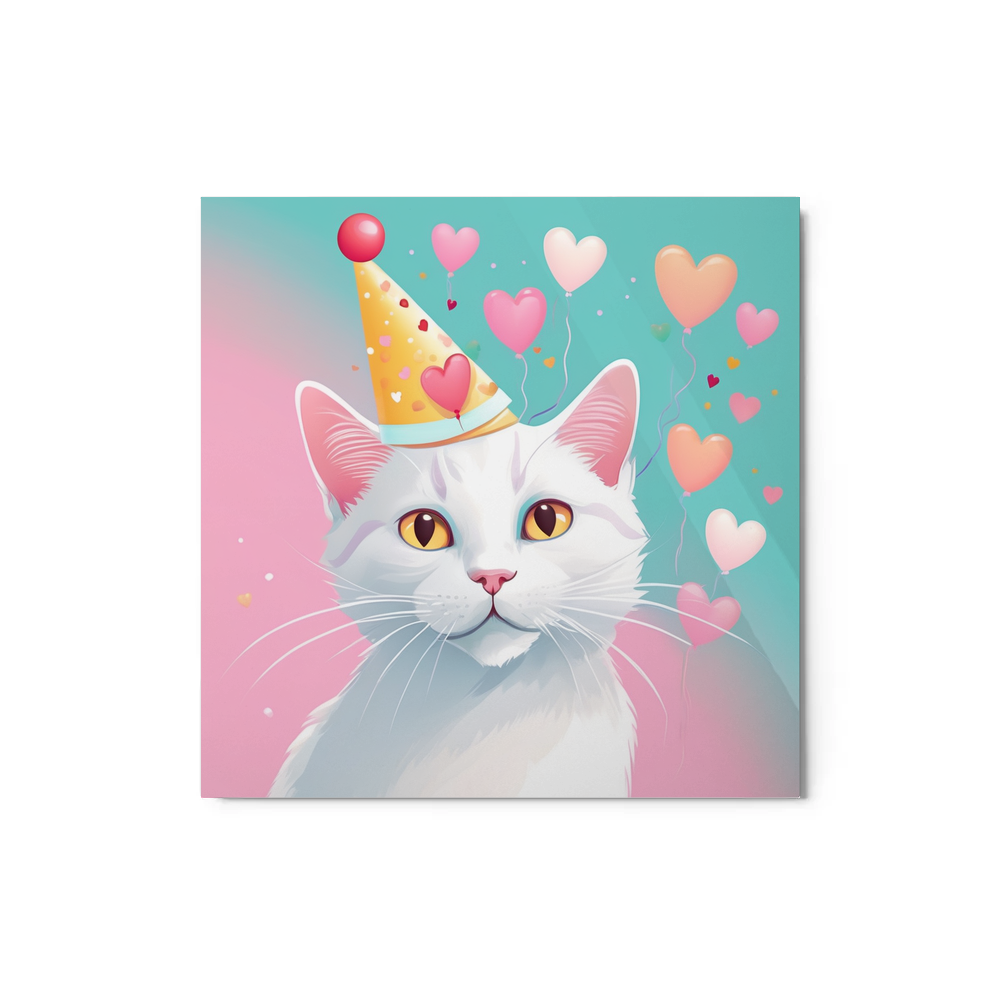 PugMug Custom White Companion Cat Metal Print