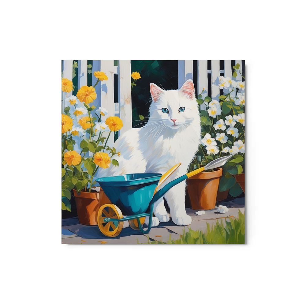 PugMug Custom White Companion Cat Metal Print