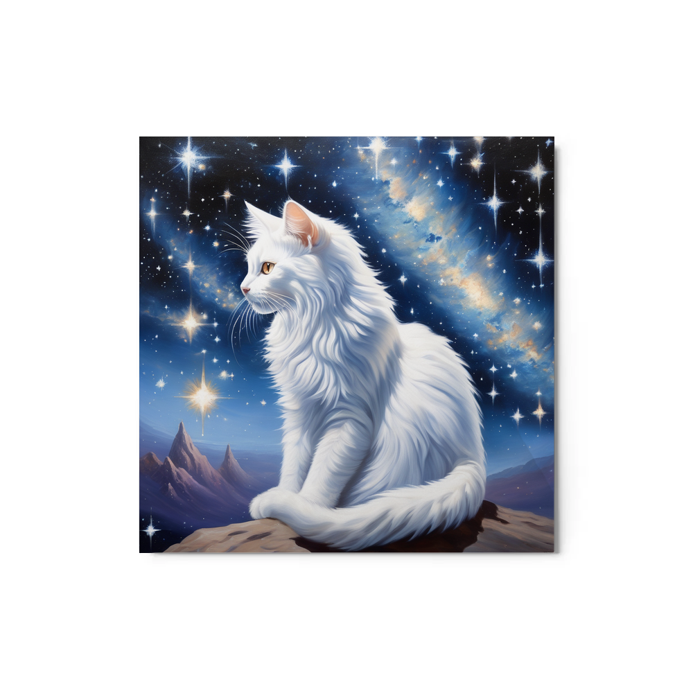 PugMug Custom White Companion Cat Metal Print