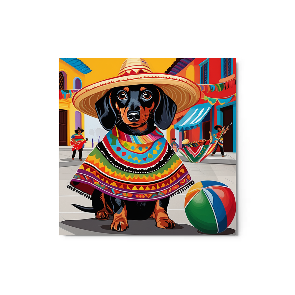 PugMug Custom Black Dachshund Metal Print