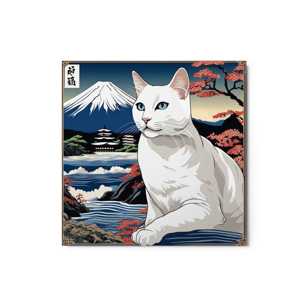 PugMug Custom White Companion Cat Metal Print