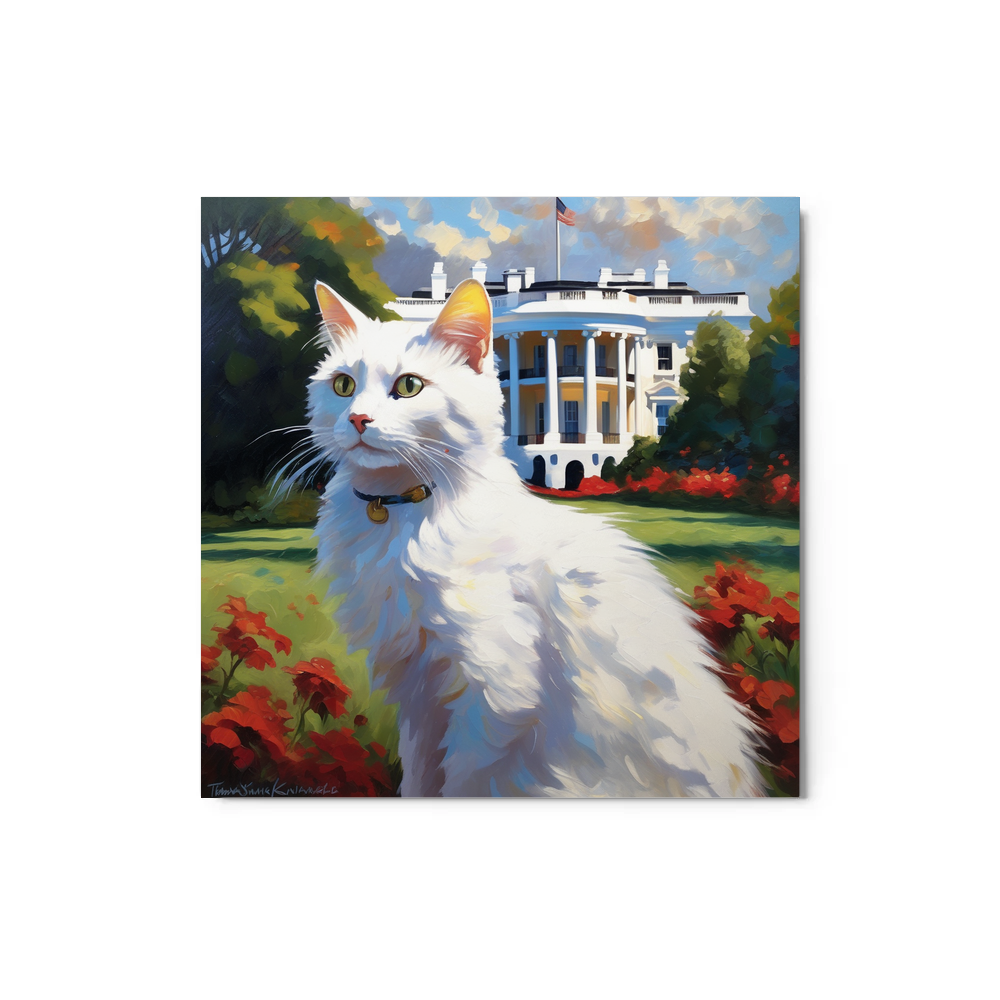 PugMug Custom White Companion Cat Metal Print