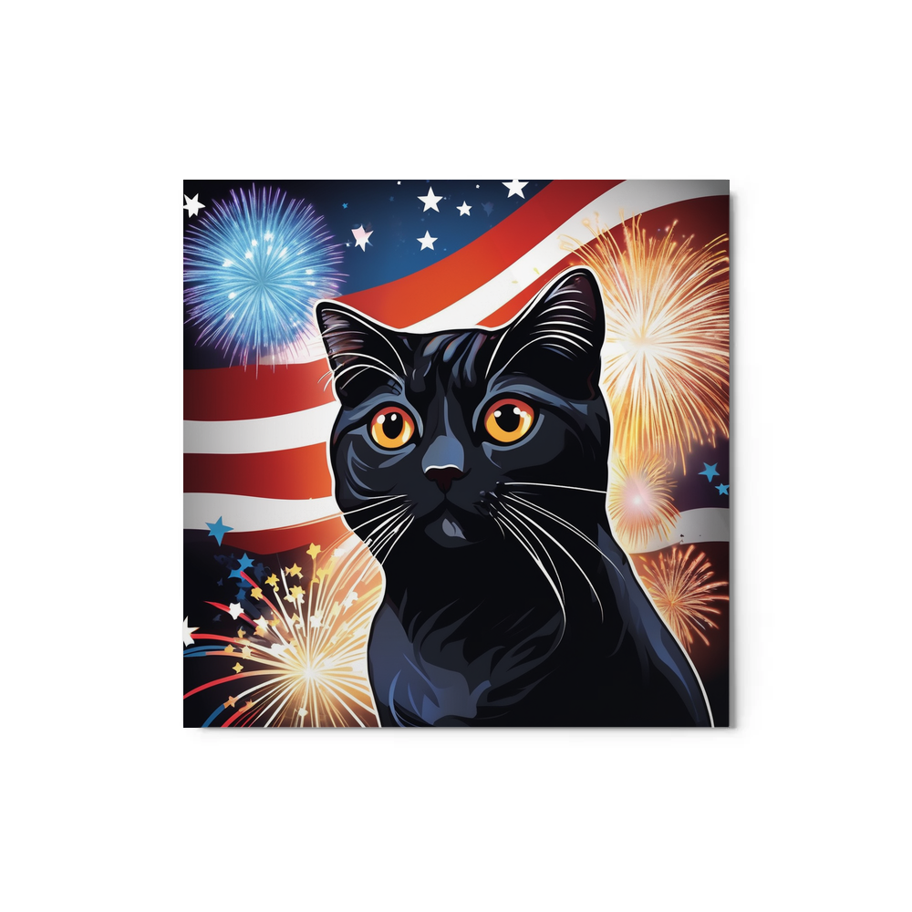 PugMug Custom Black Scottish Fold Cat Metal Print