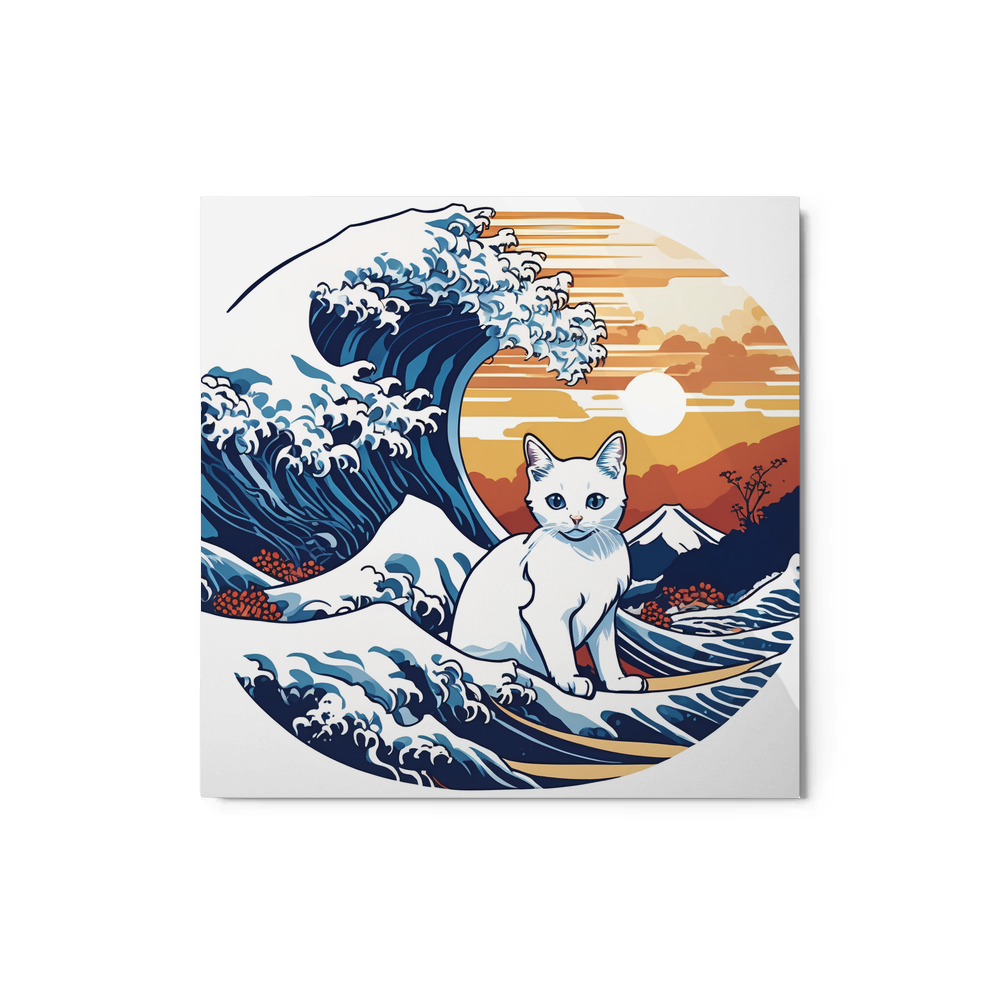 PugMug Custom White Companion Cat Metal Print