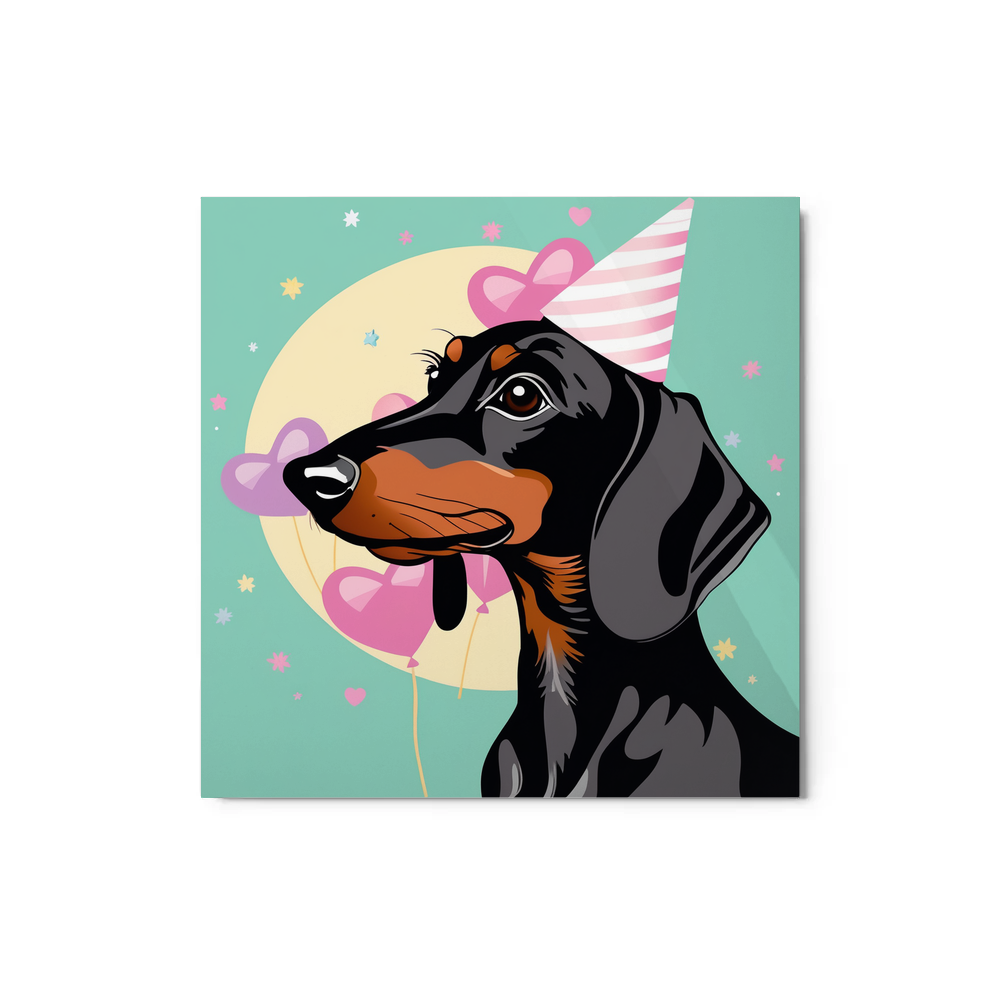 PugMug Custom Black Dachshund Metal Print