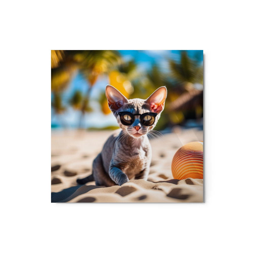 PugMug Custom Tabby Devon Rex Cat Metal Print