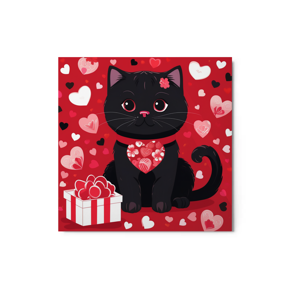 PugMug Custom Black Scottish Fold Cat Metal Print