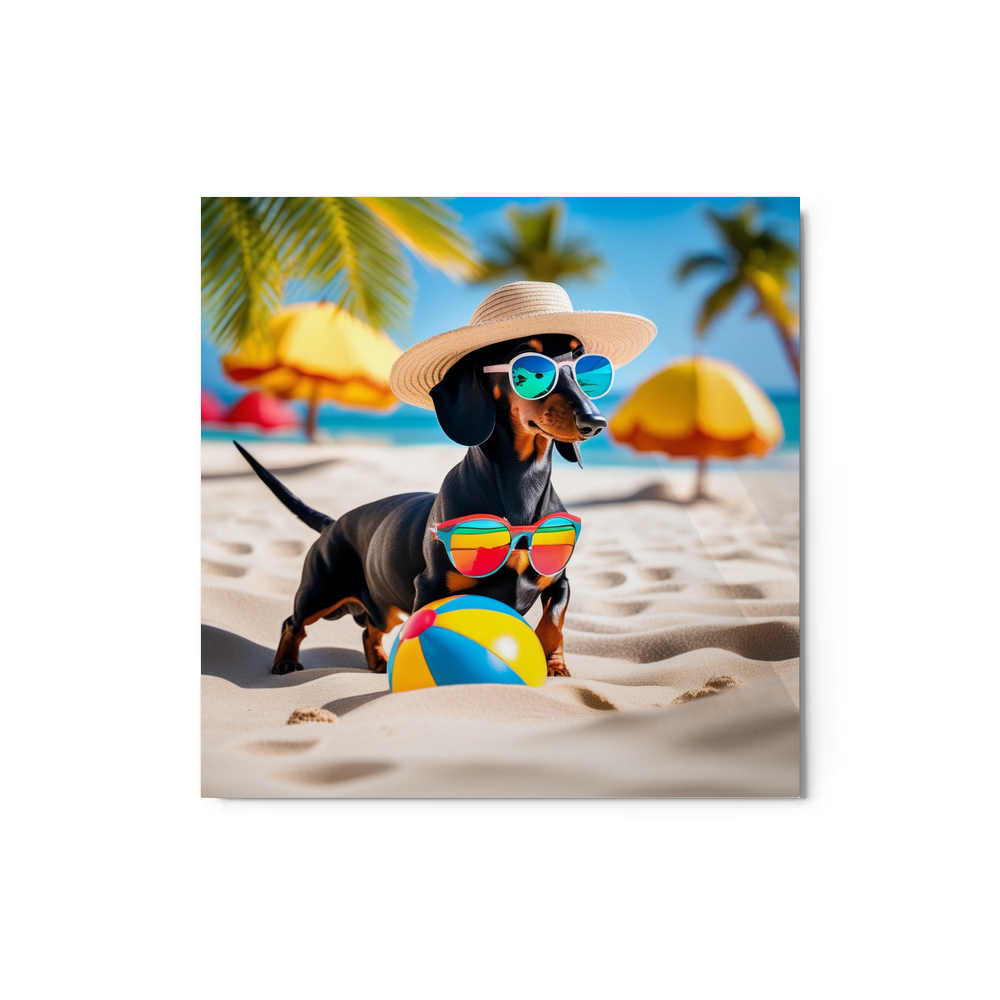 PugMug Custom Black Dachshund Metal Print