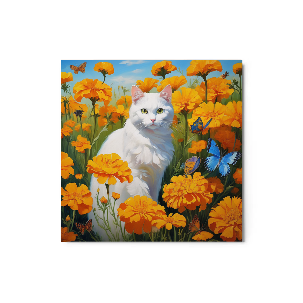 PugMug Custom White Companion Cat Metal Print