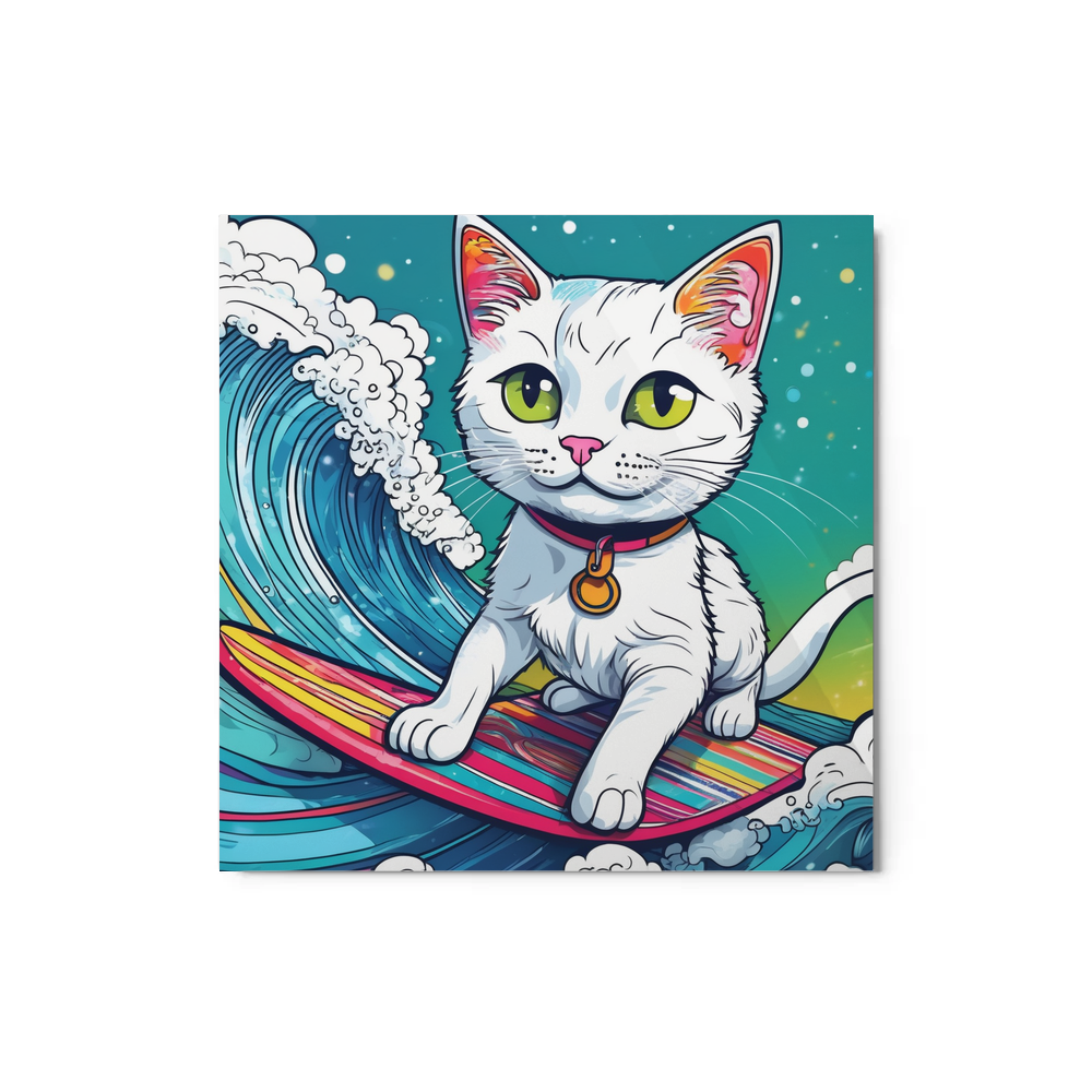 PugMug Custom White Companion Cat Metal Print