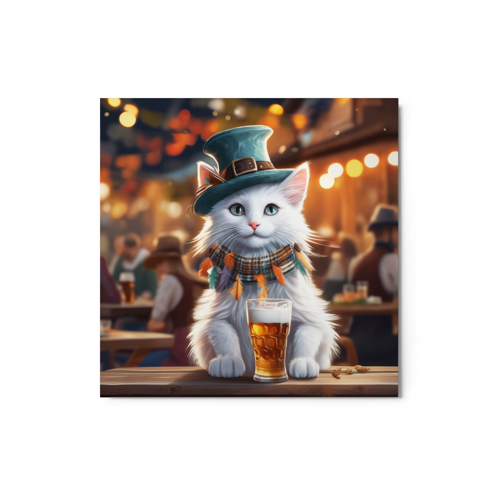 PugMug Custom White Companion Cat Metal Print