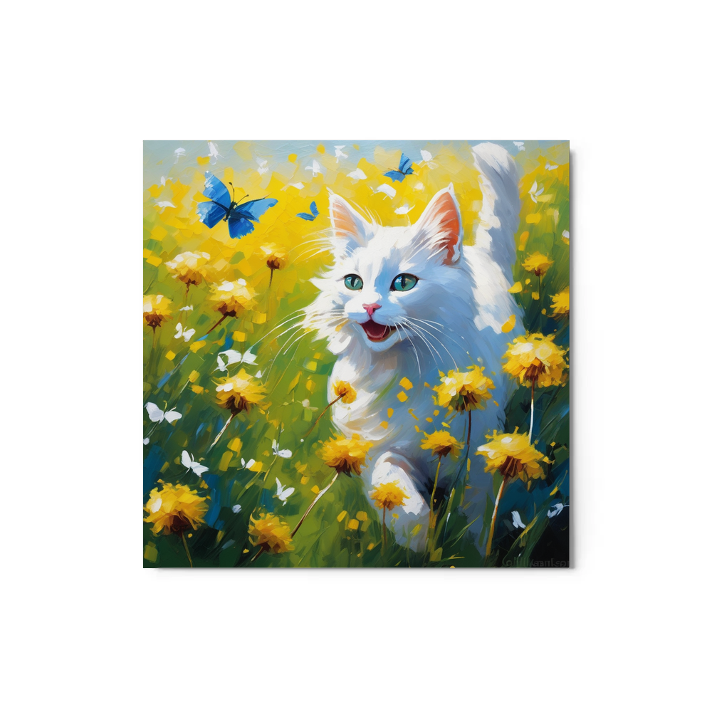 PugMug Custom White Companion Cat Metal Print