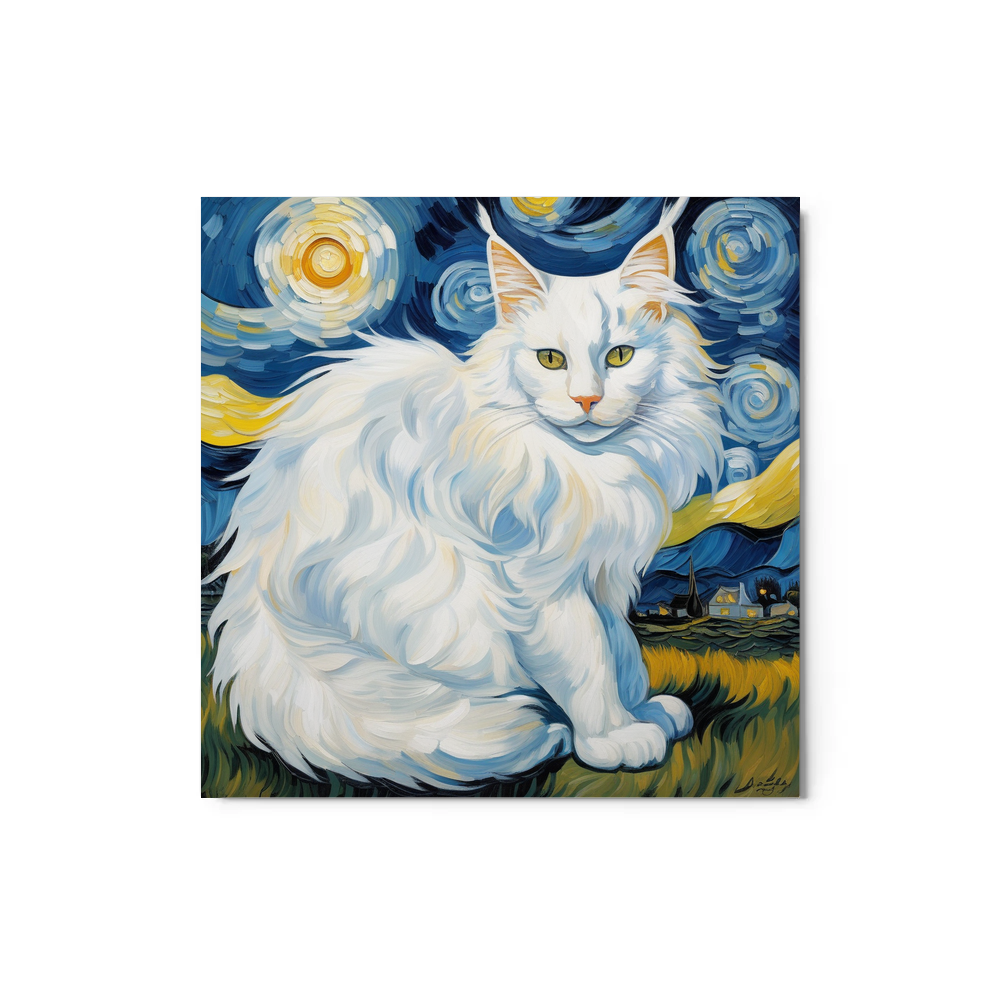 PugMug Custom White Maine Coon Cat Metal Print