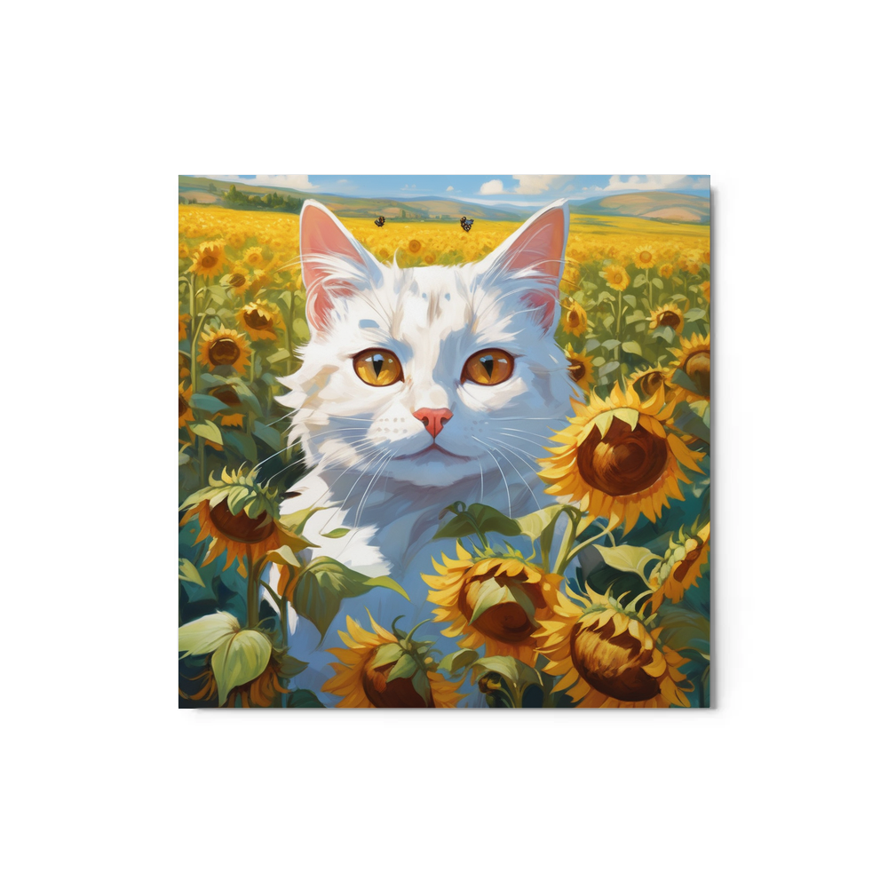 PugMug Custom White Companion Cat Metal Print