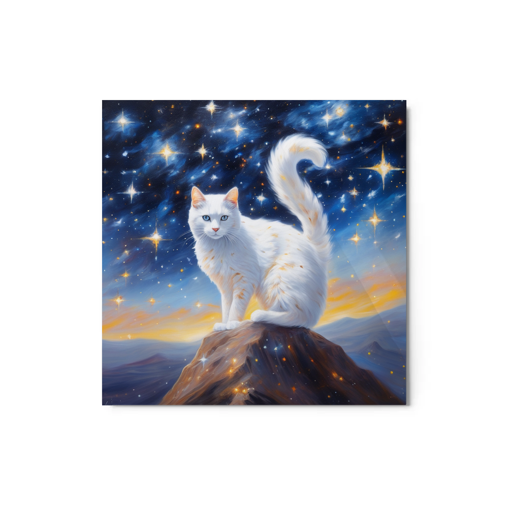 PugMug Custom White Companion Cat Metal Print