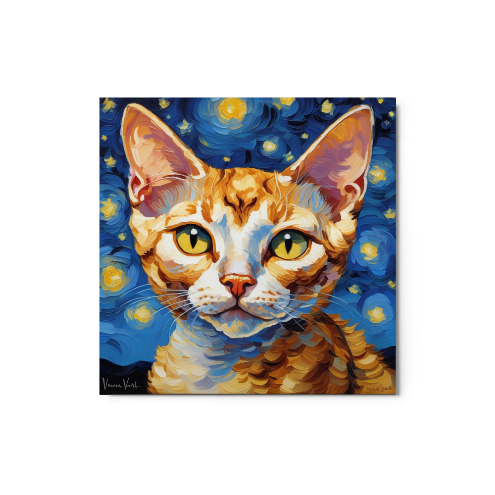 PugMug Custom Tabby Devon Rex Cat Metal Print