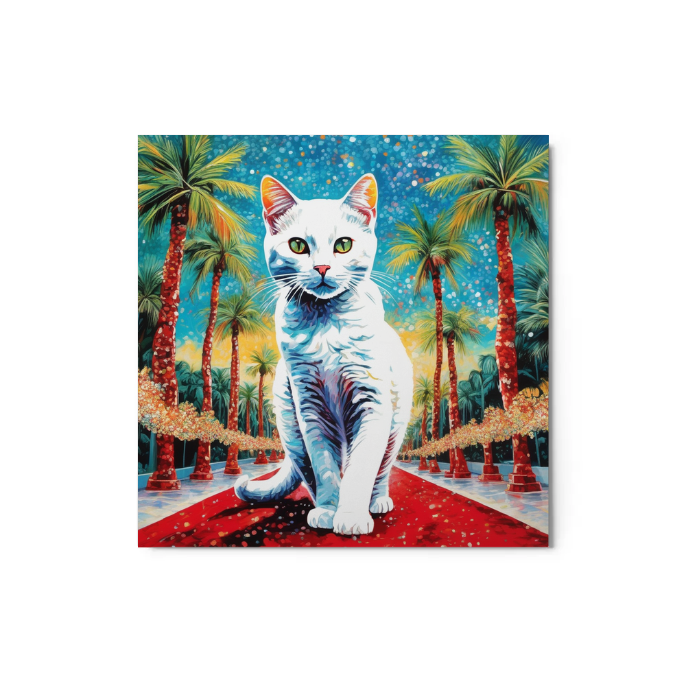 PugMug Custom White Companion Cat Metal Print