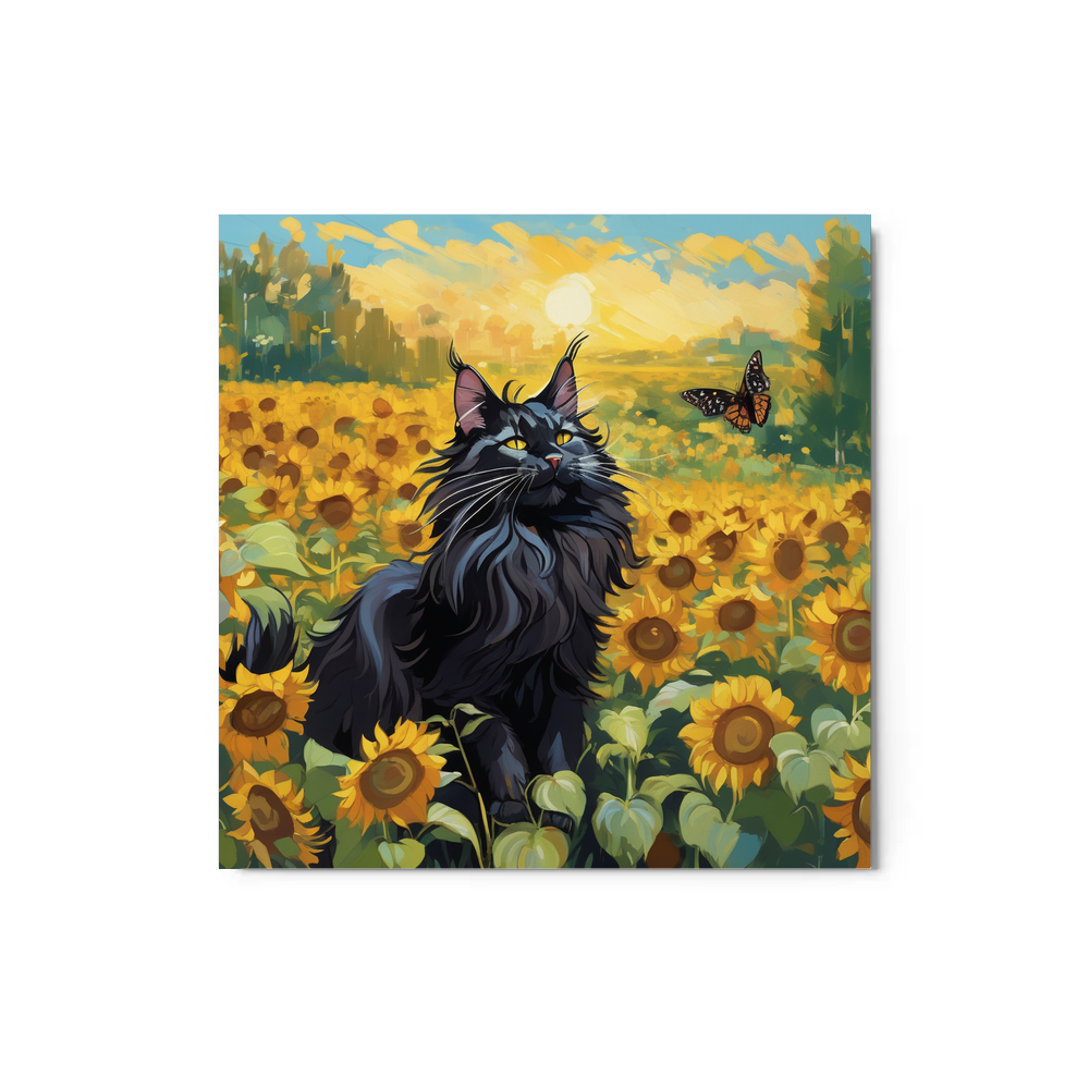 PugMug Custom Black Maine Coon Cat Metal Print