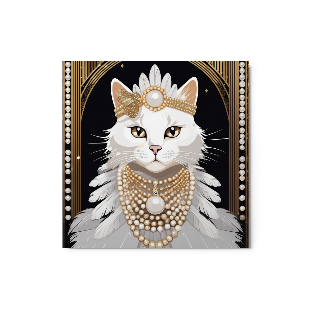 PugMug Custom White Companion Cat Metal Print