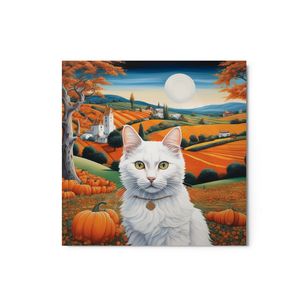 PugMug Custom White Companion Cat Metal Print