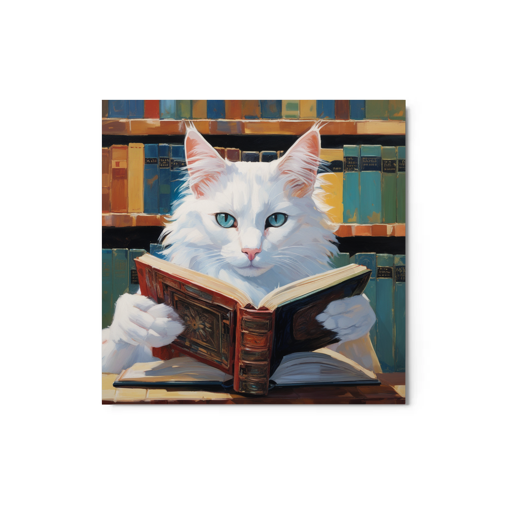 PugMug Custom White Companion Cat Metal Print