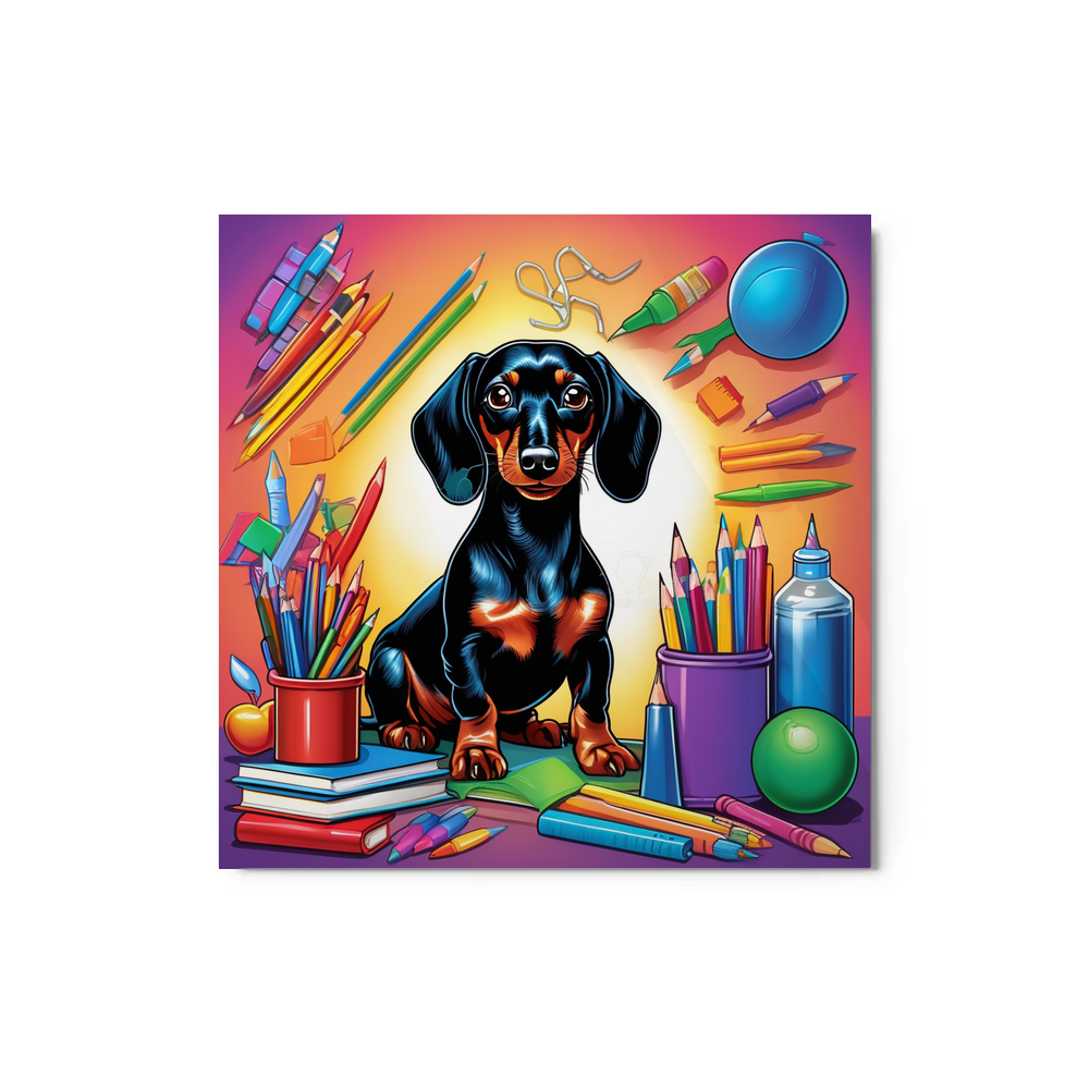 PugMug Custom Black Dachshund Metal Print