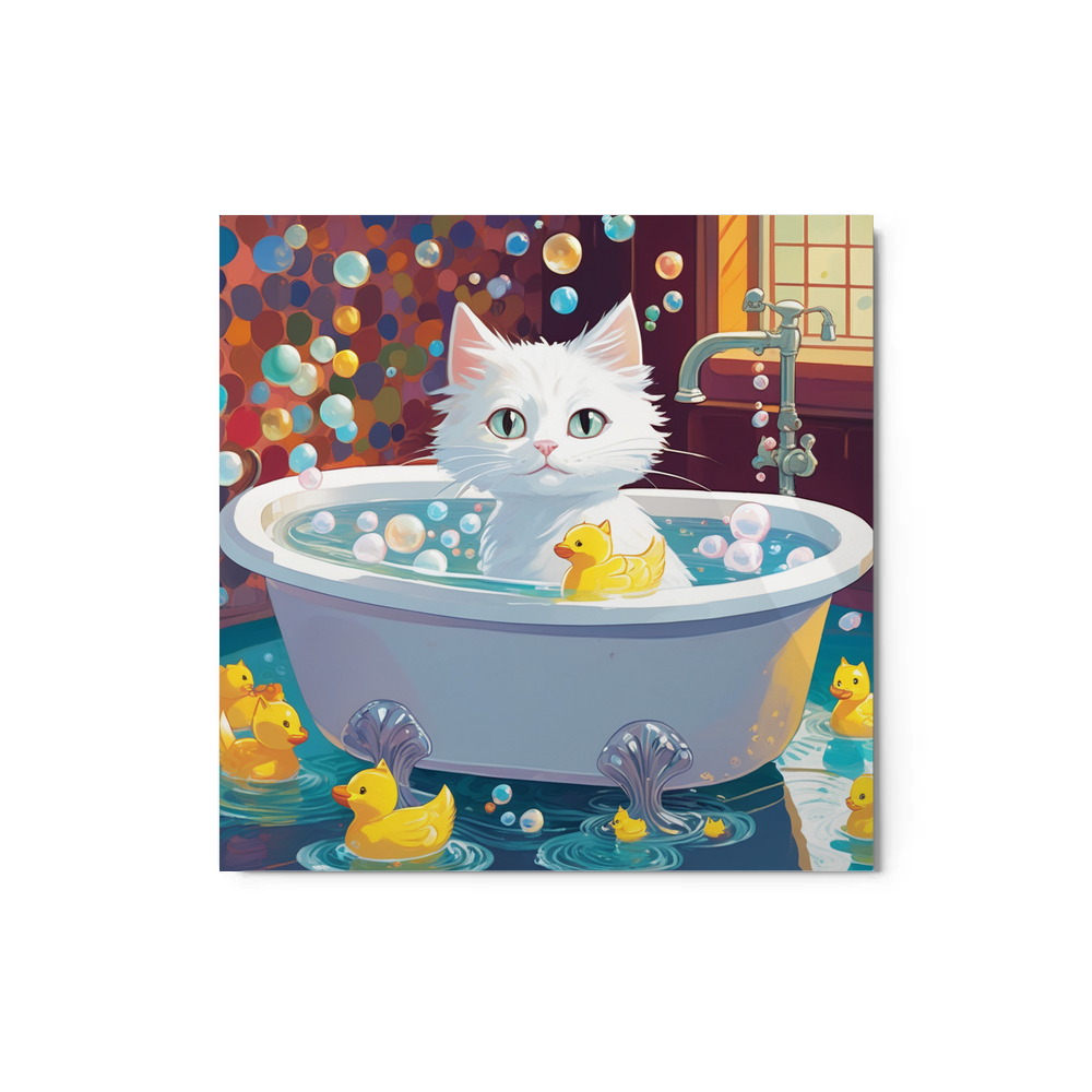 PugMug Custom White Companion Cat Metal Print