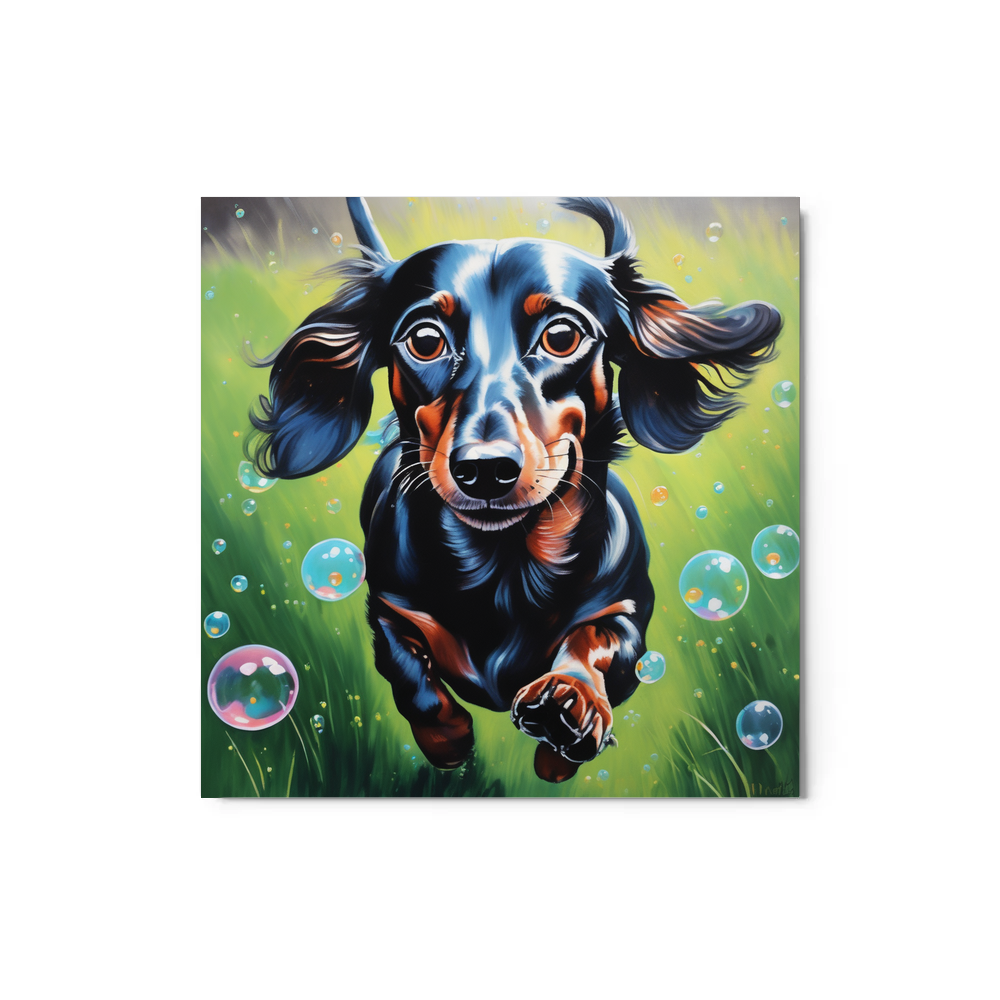 PugMug Custom Black Dachshund Metal Print