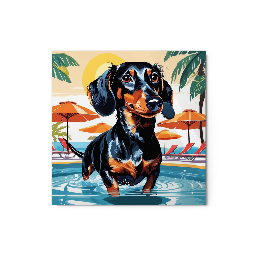 PugMug Custom Black Dachshund Metal Print