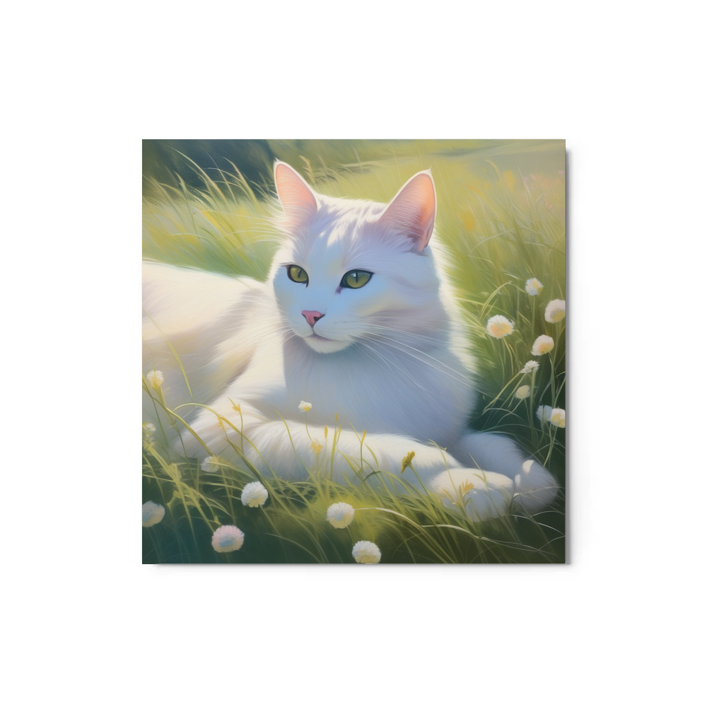 PugMug Custom White Companion Cat Metal Print
