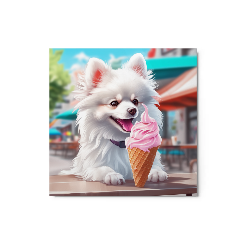 PugMug Custom White Pomeranian Metal Print