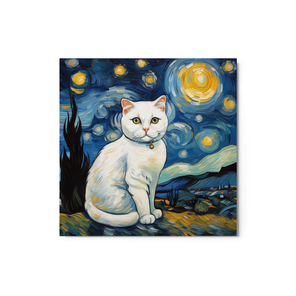 PugMug Custom White Scottish Fold Cat Metal Print
