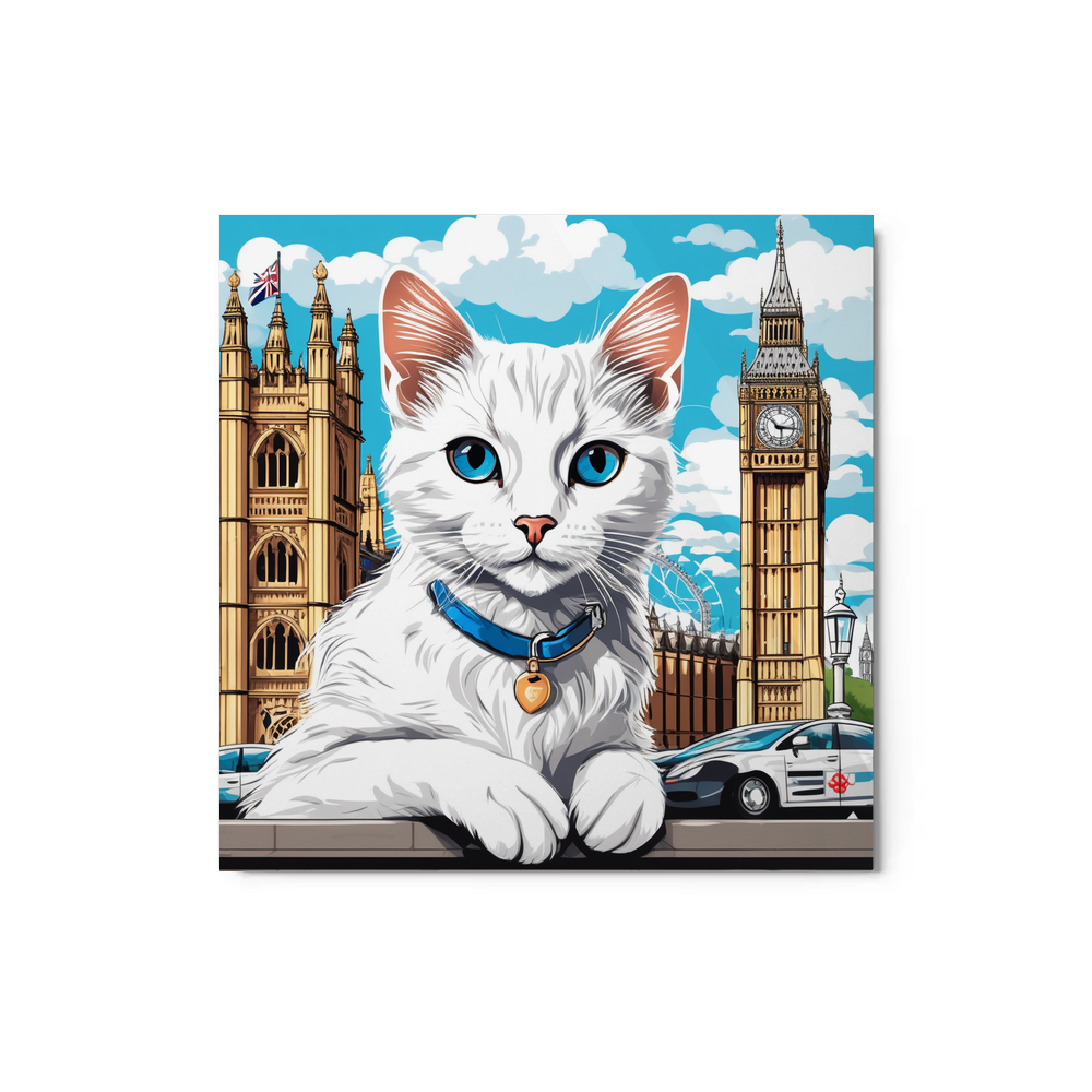 PugMug Custom White Companion Cat Metal Print