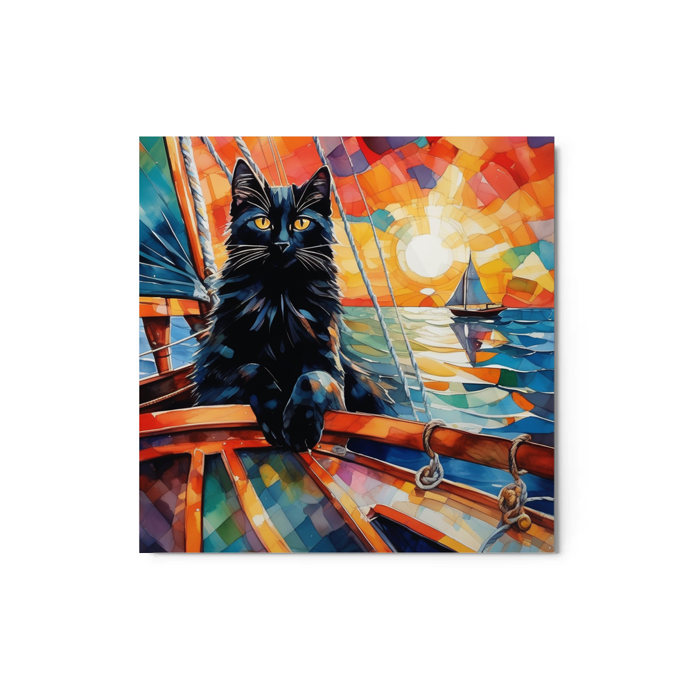 PugMug Custom Black Companion Cat Metal Print
