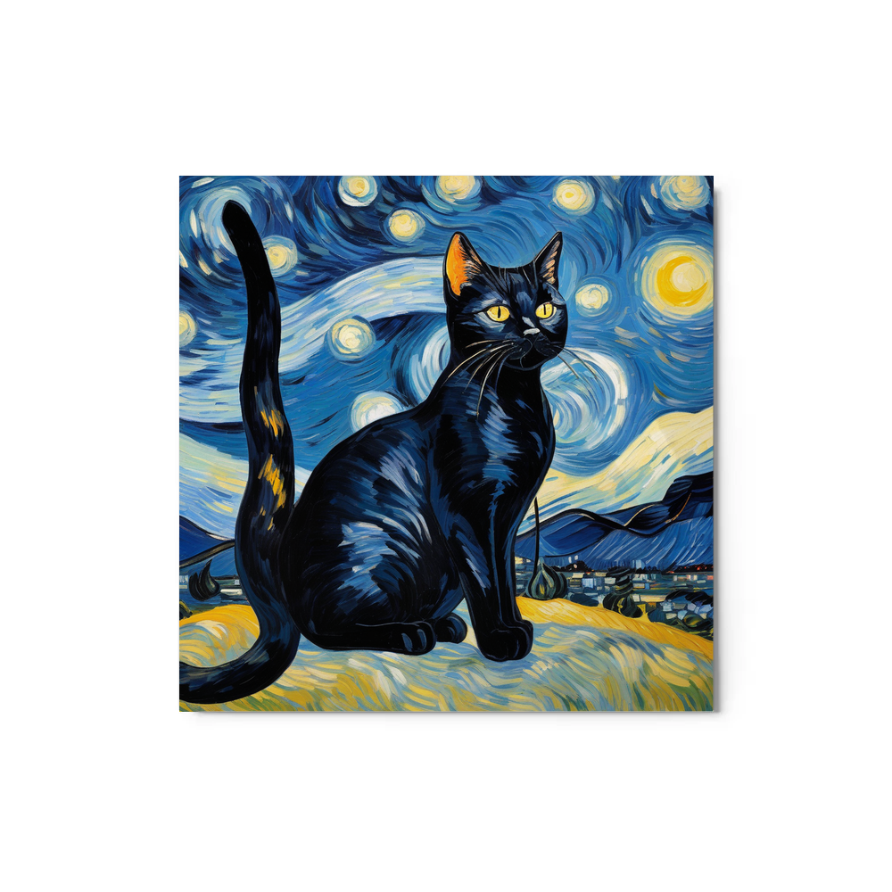 PugMug Custom Black American Shorthair Cat Metal Print