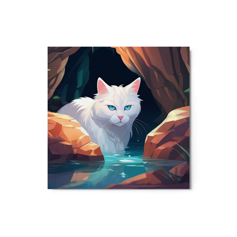 PugMug Custom White Companion Cat Metal Print