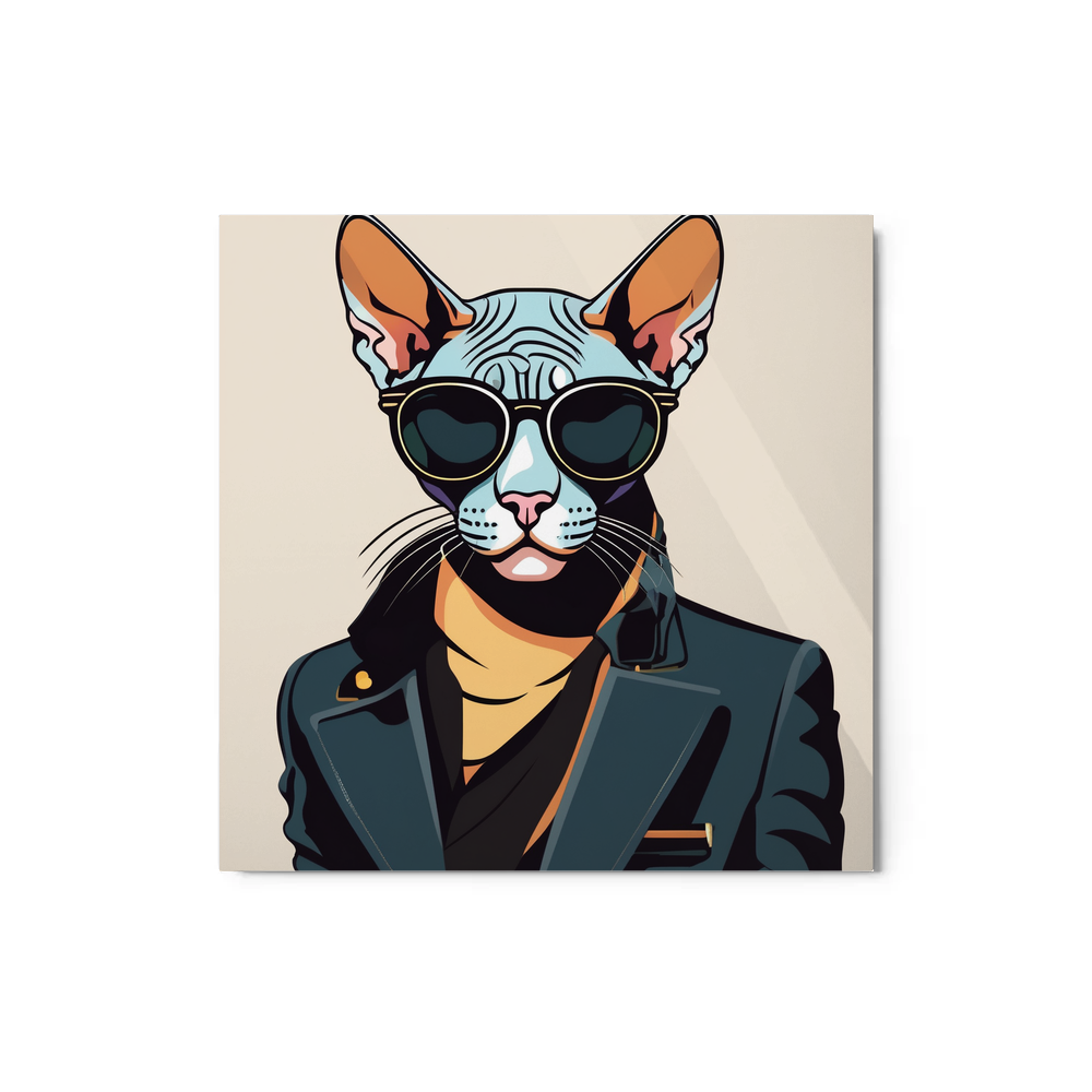 PugMug Custom Black Sphynx Cat Metal Print