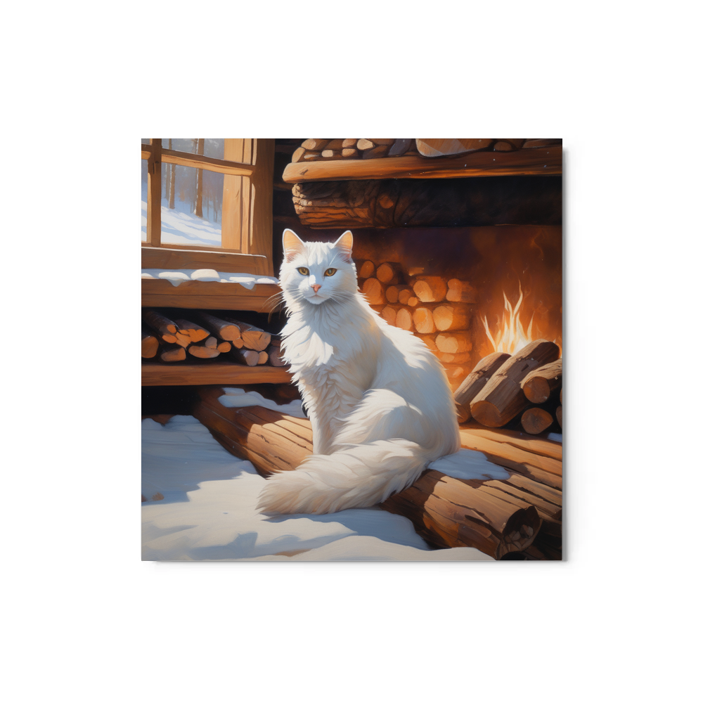 PugMug Custom White Companion Cat Metal Print