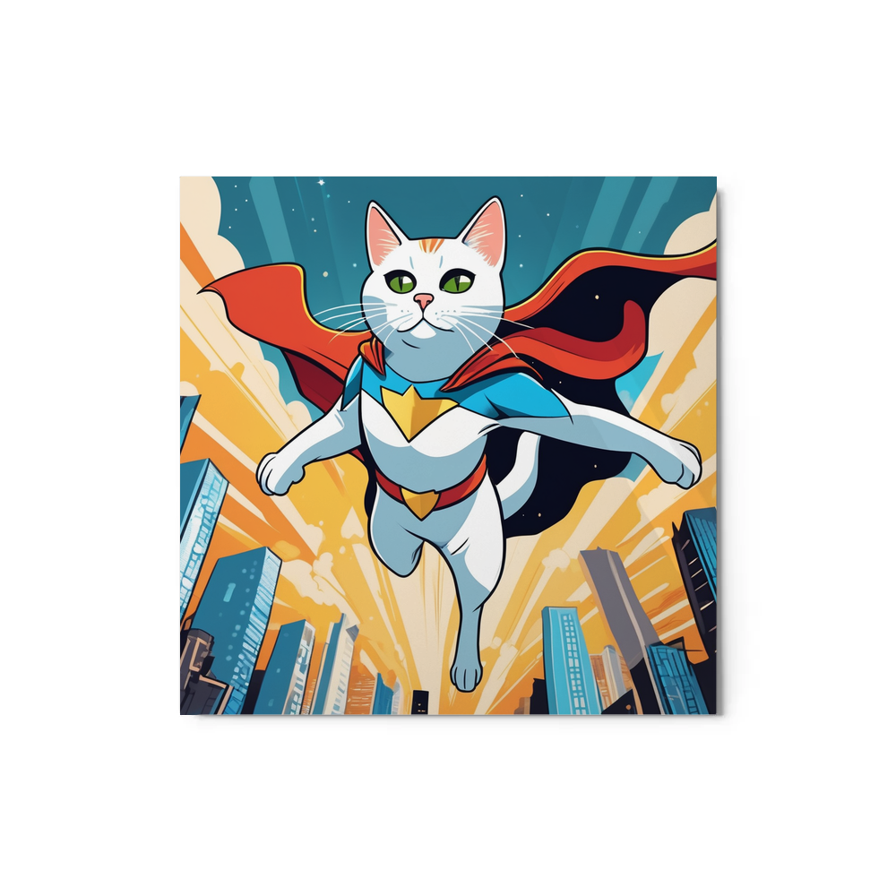 PugMug Custom White Companion Cat Metal Print