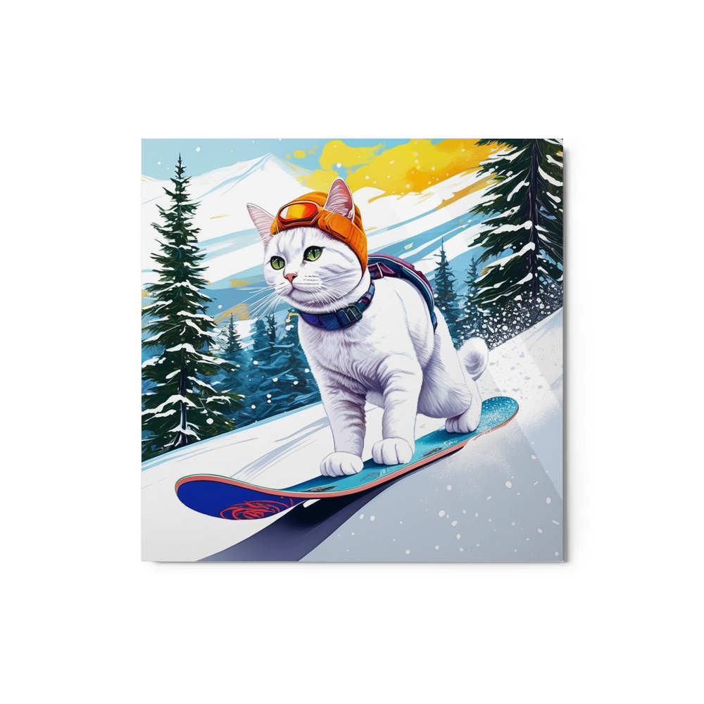 PugMug Custom White Companion Cat Metal Print