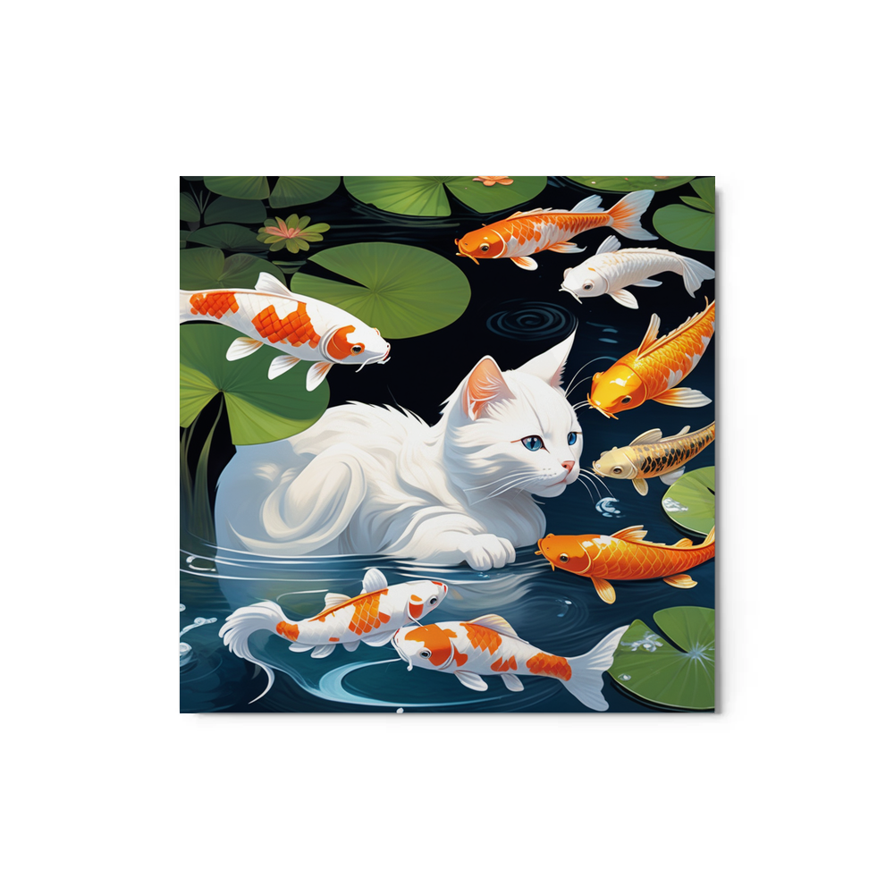 PugMug Custom White Companion Cat Metal Print